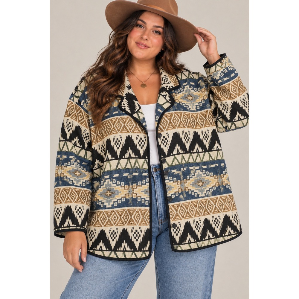 Studio West Southwestern Tapestry Jacket 3X Western Boho Ranch Cowgirl Woven